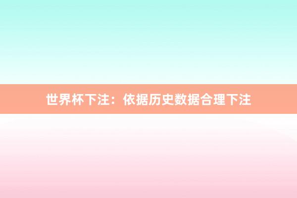 世界杯下注：依据历史数据合理下注