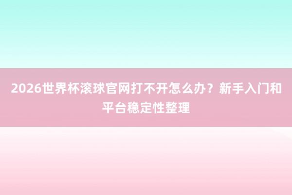 2026世界杯滚球官网打不开怎么办？新手入门和平台稳定性整理